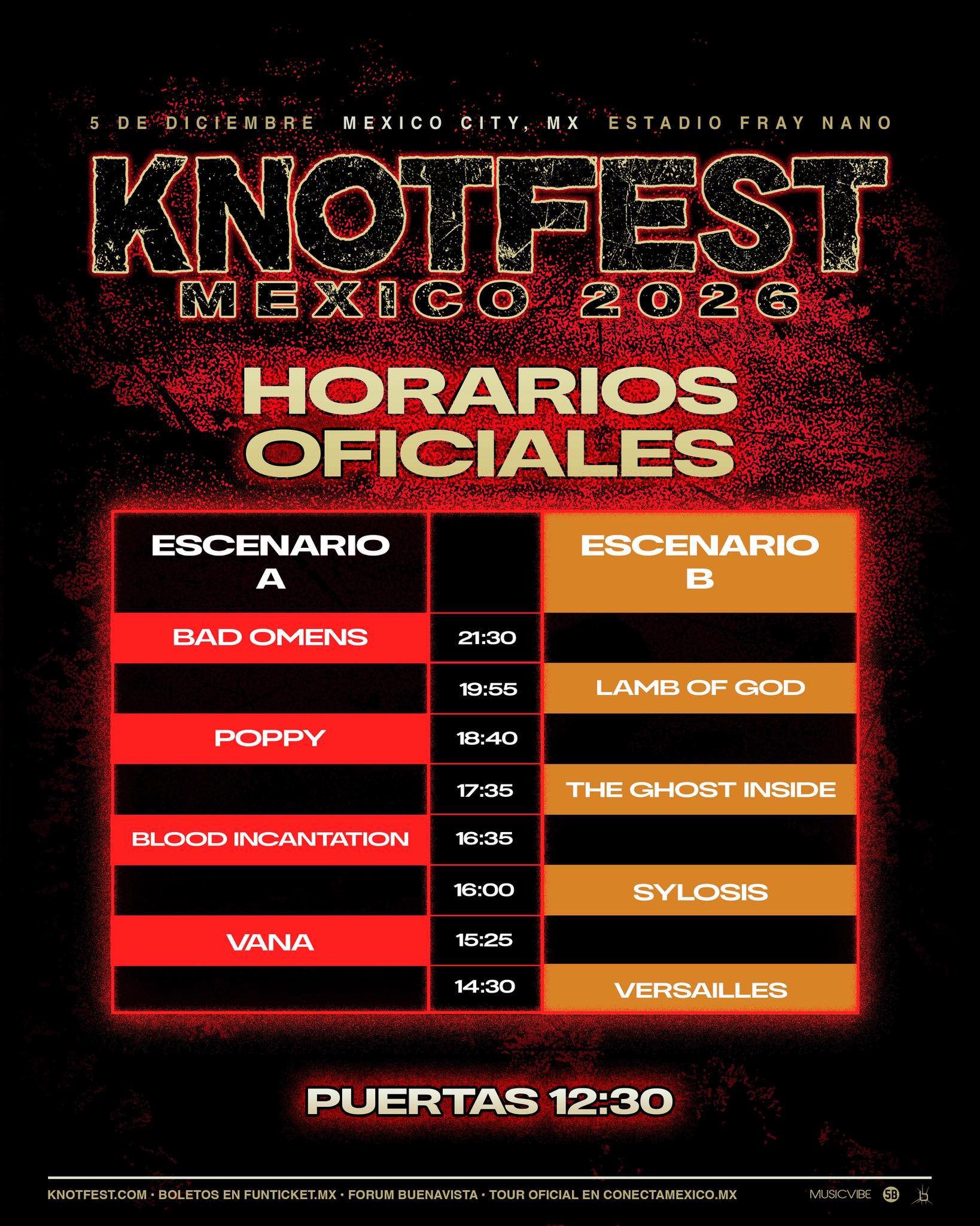 Knotfest horarios 2026