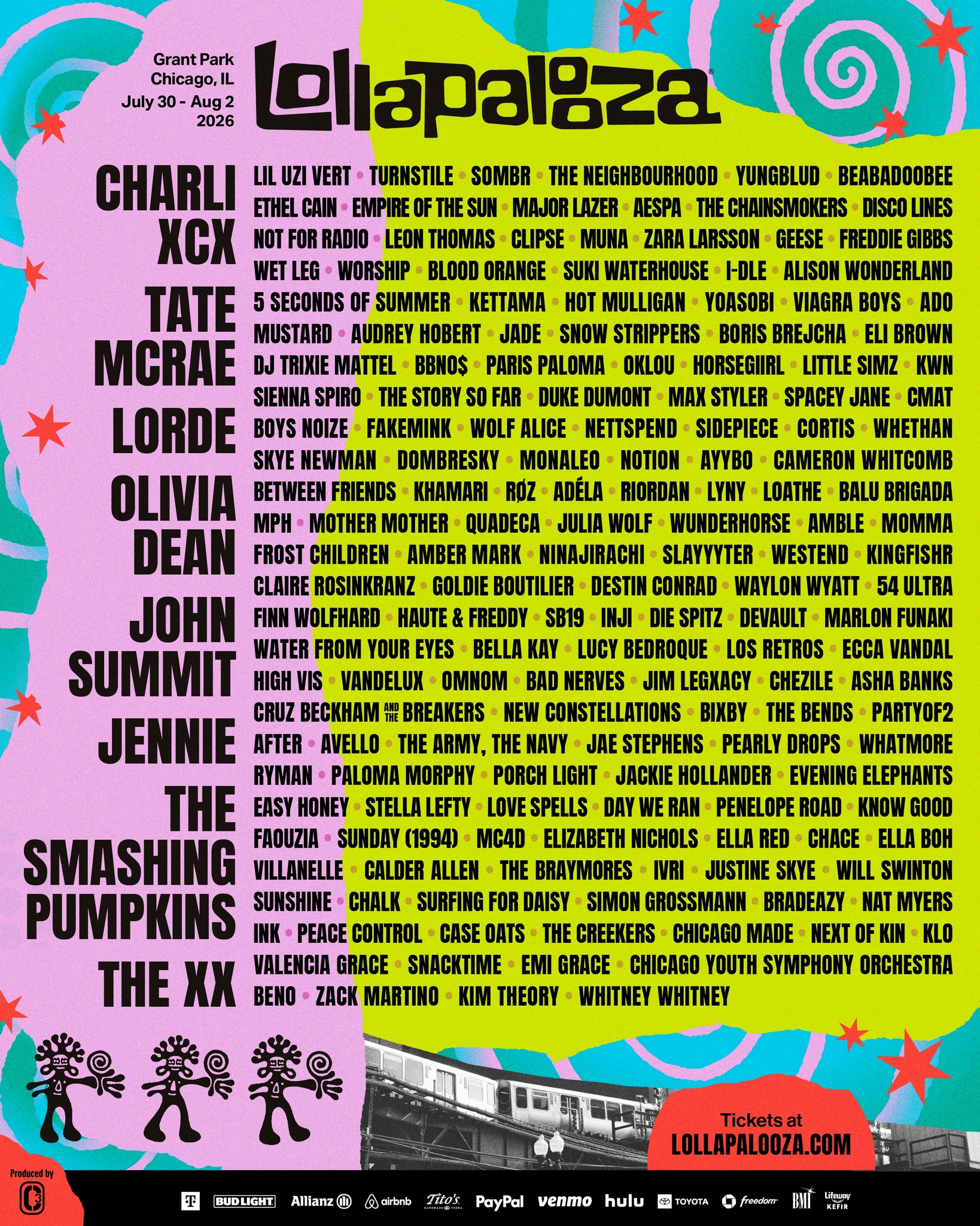 Lollapalooza Chicago 2026 anuncia lineup