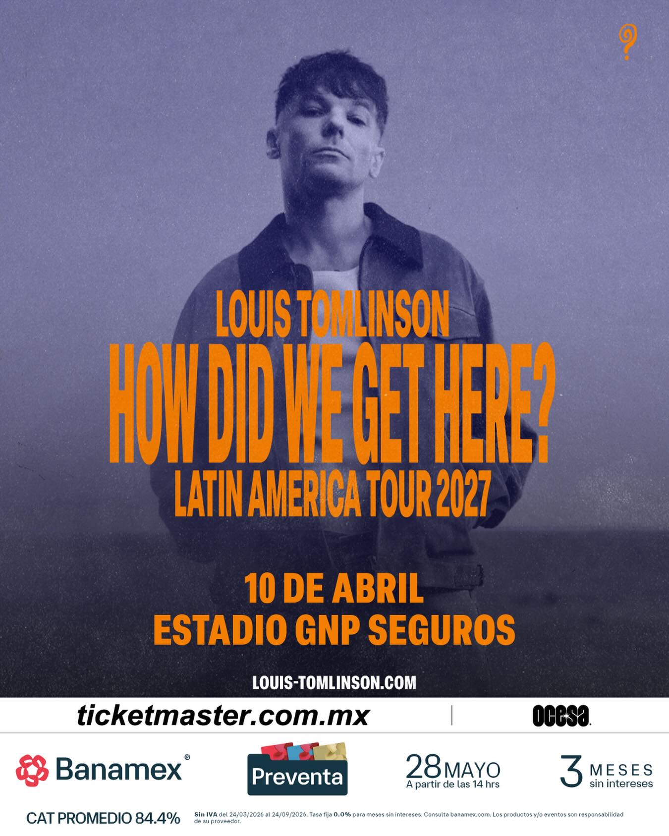 Louis Tomlinson llegará al Estadio GNP Seguros