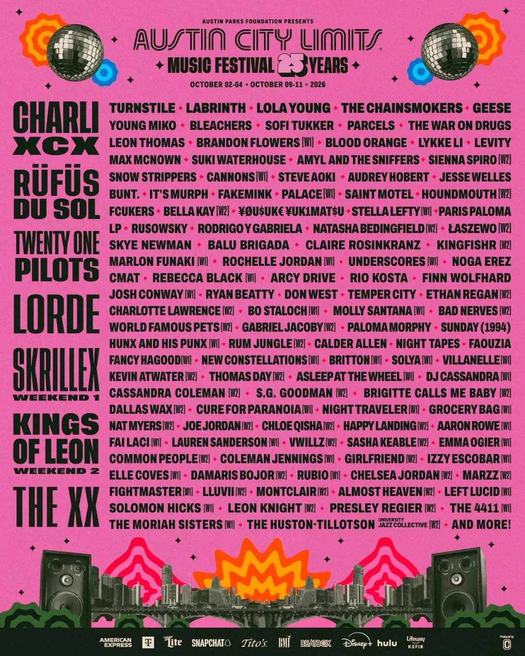 Austin City Limits 2026 revela lineup