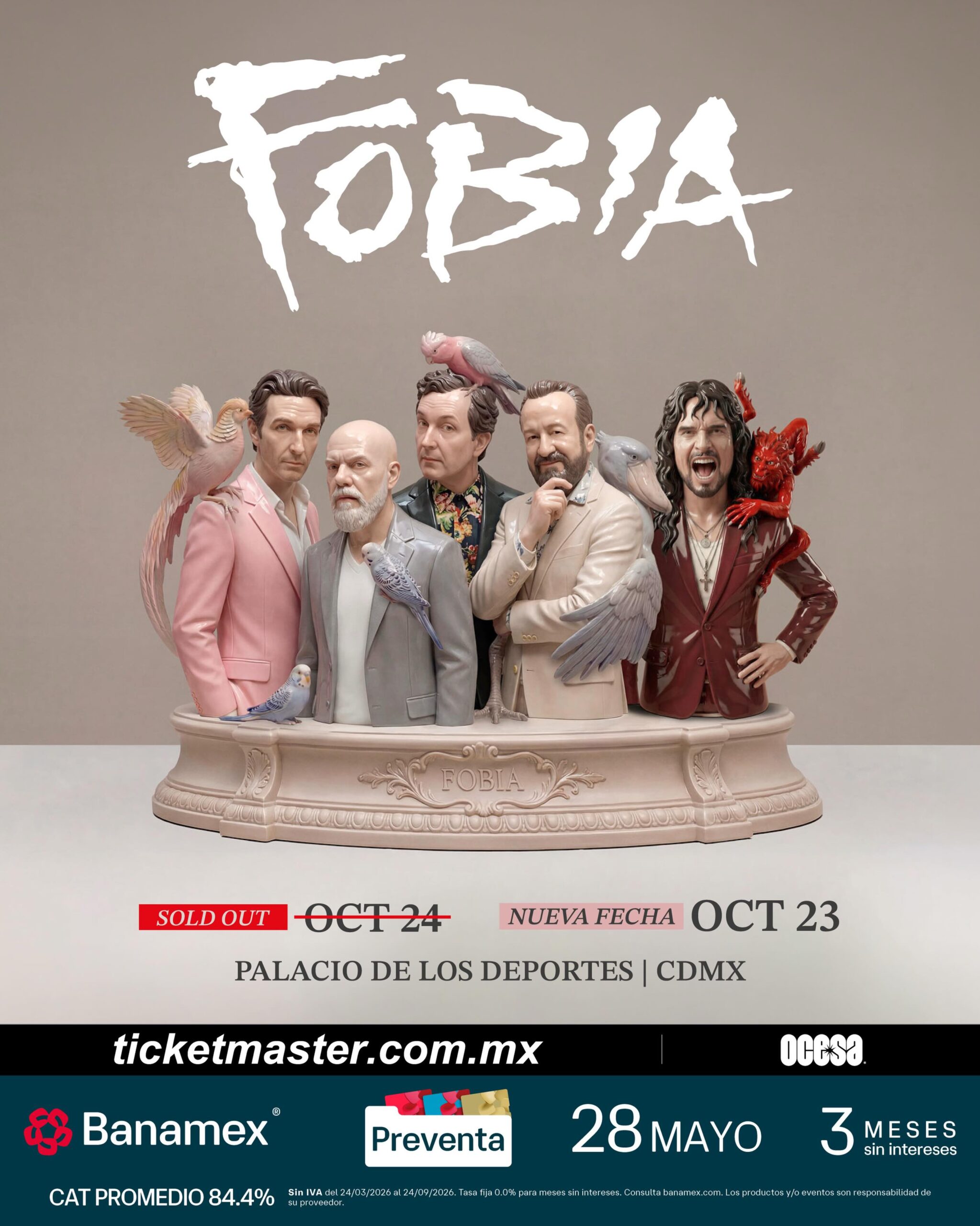 NUEVA FECHA: Fobia llegará al Palacio de los Deportes