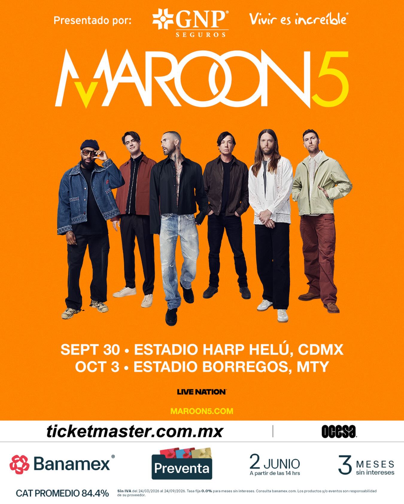 Maroon 5 hará vibrar el Estadio Harp Helú