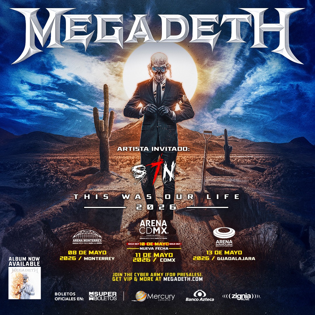 NUEVA FECHA: Megadeth se presentará en la Arena Ciudad de México