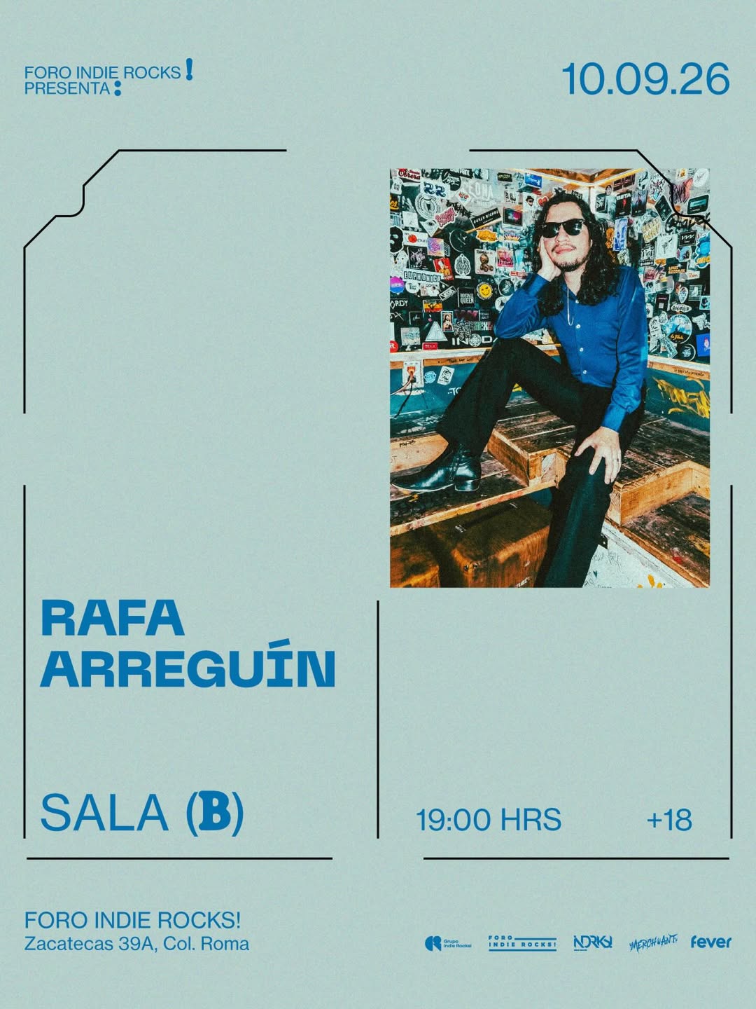 PRECIOS: Rafa Arreguín se presentará en el Foro Indie Rocks!