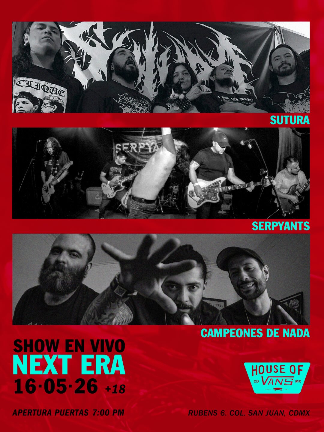 Sutura + Serpyants + Campeones de Nada en House of Vans