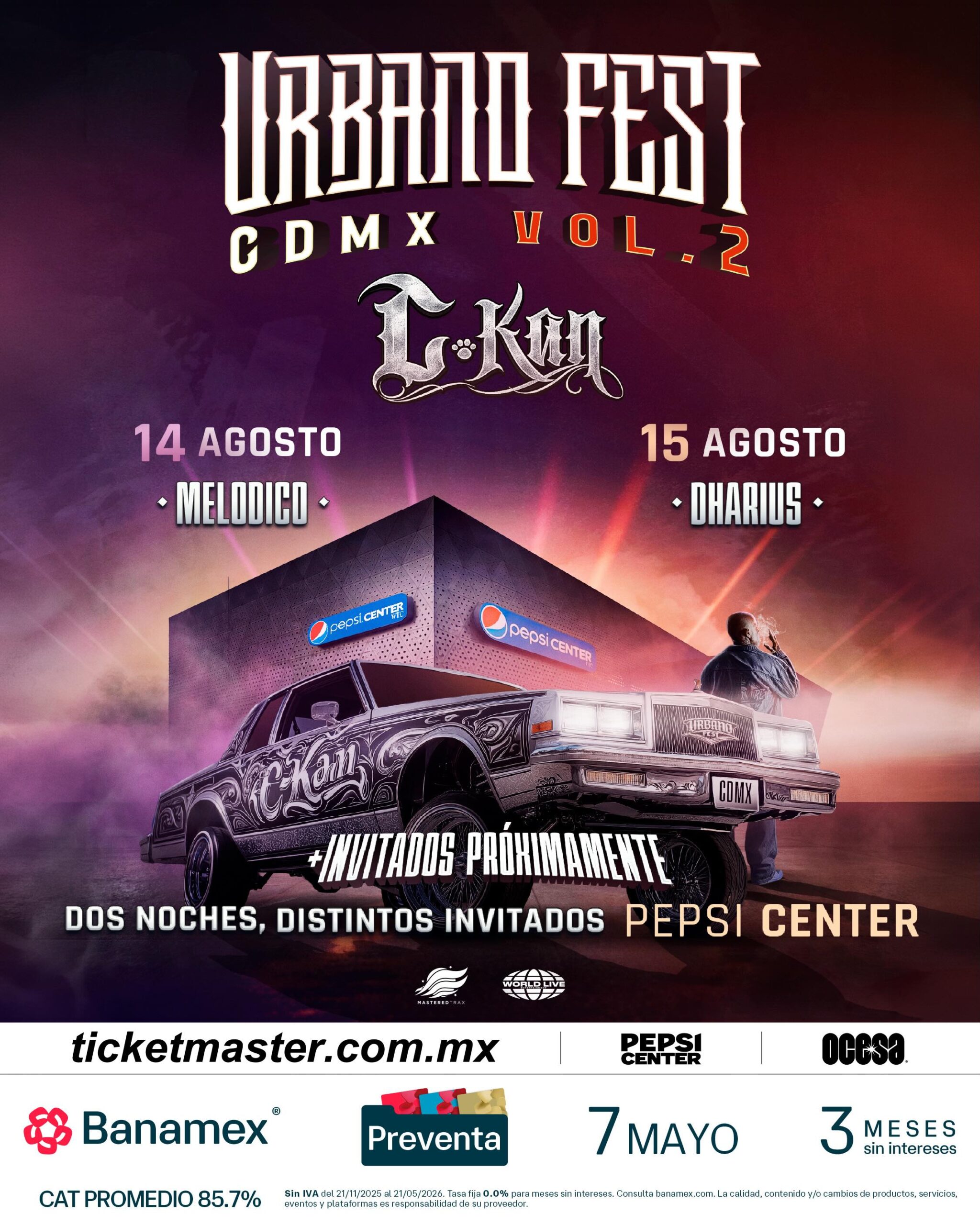PRECIOS: El Urbano Fest CDMX Vol.2 de C-Kan llegará al Pepsi Center