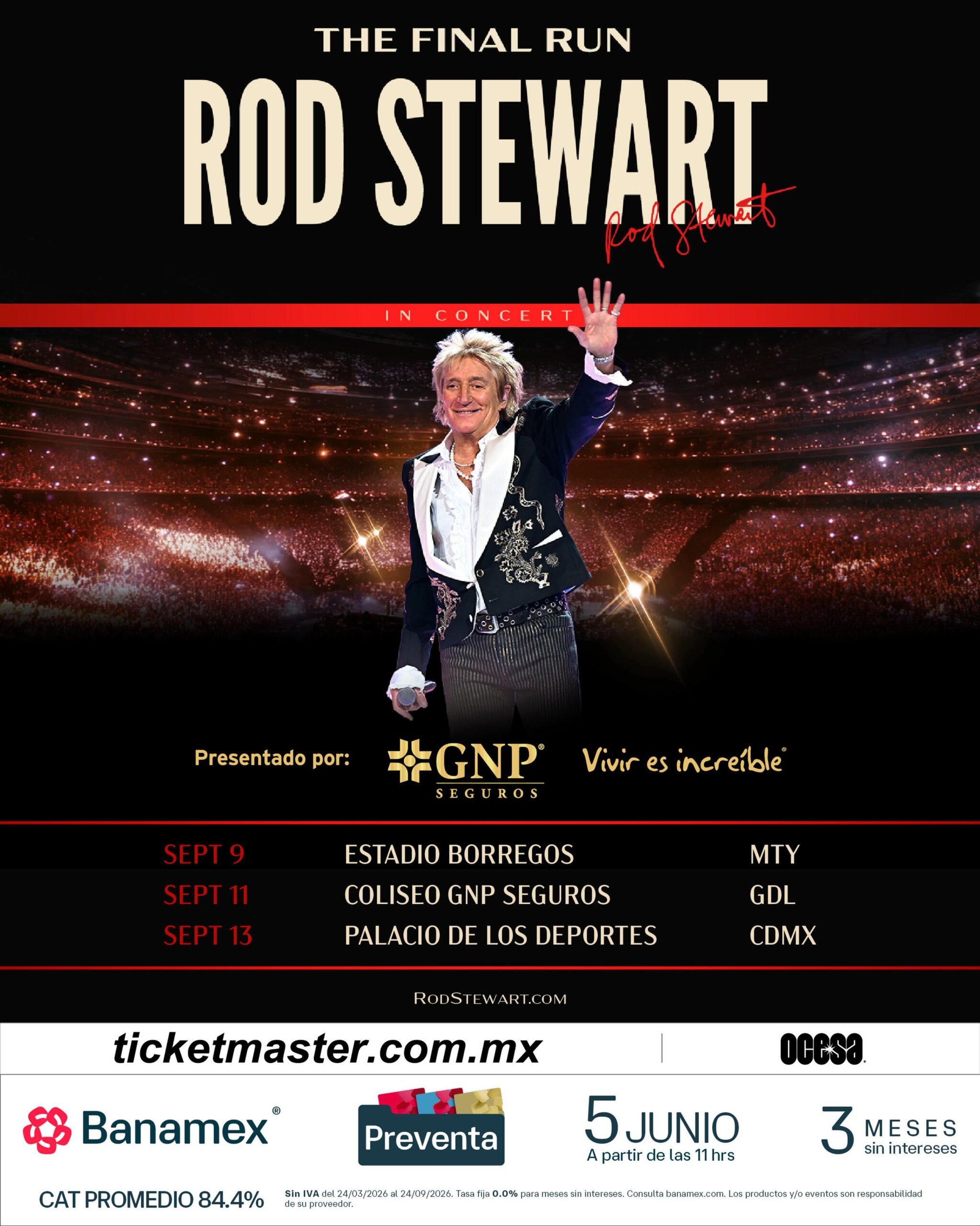 Rod Stewart dará un show en el Palacio de los Deportes