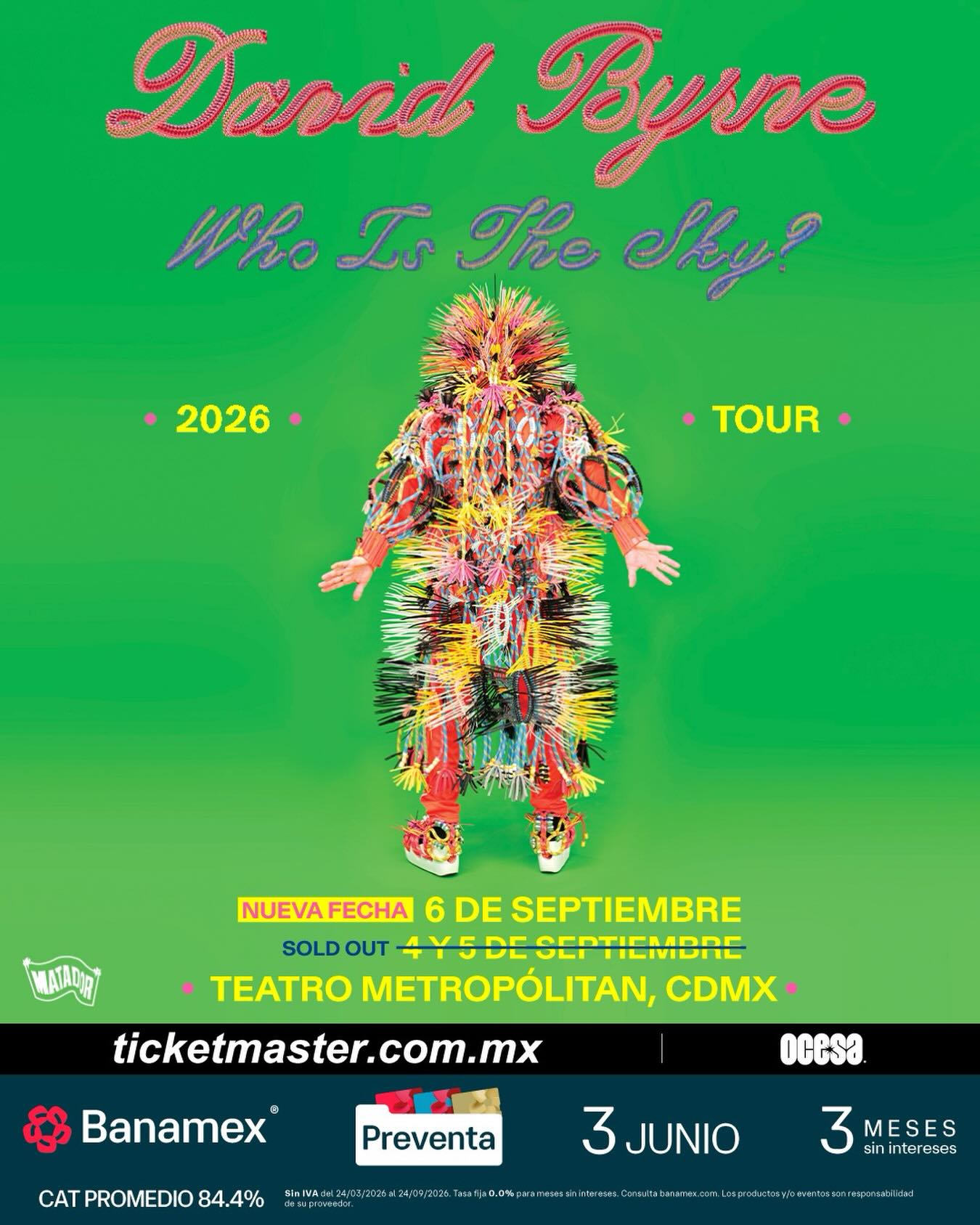 NUEVA FECHA: David Byrne se presentará en el Teatro Metropólitan