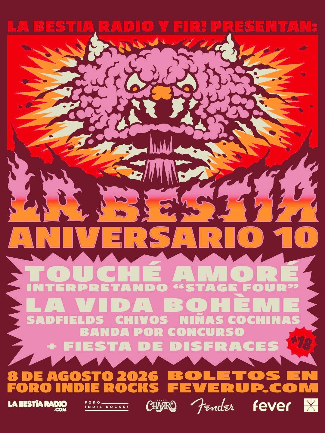 La Bestia celebrará su aniversario 10 en el Foro Indie Rocks!