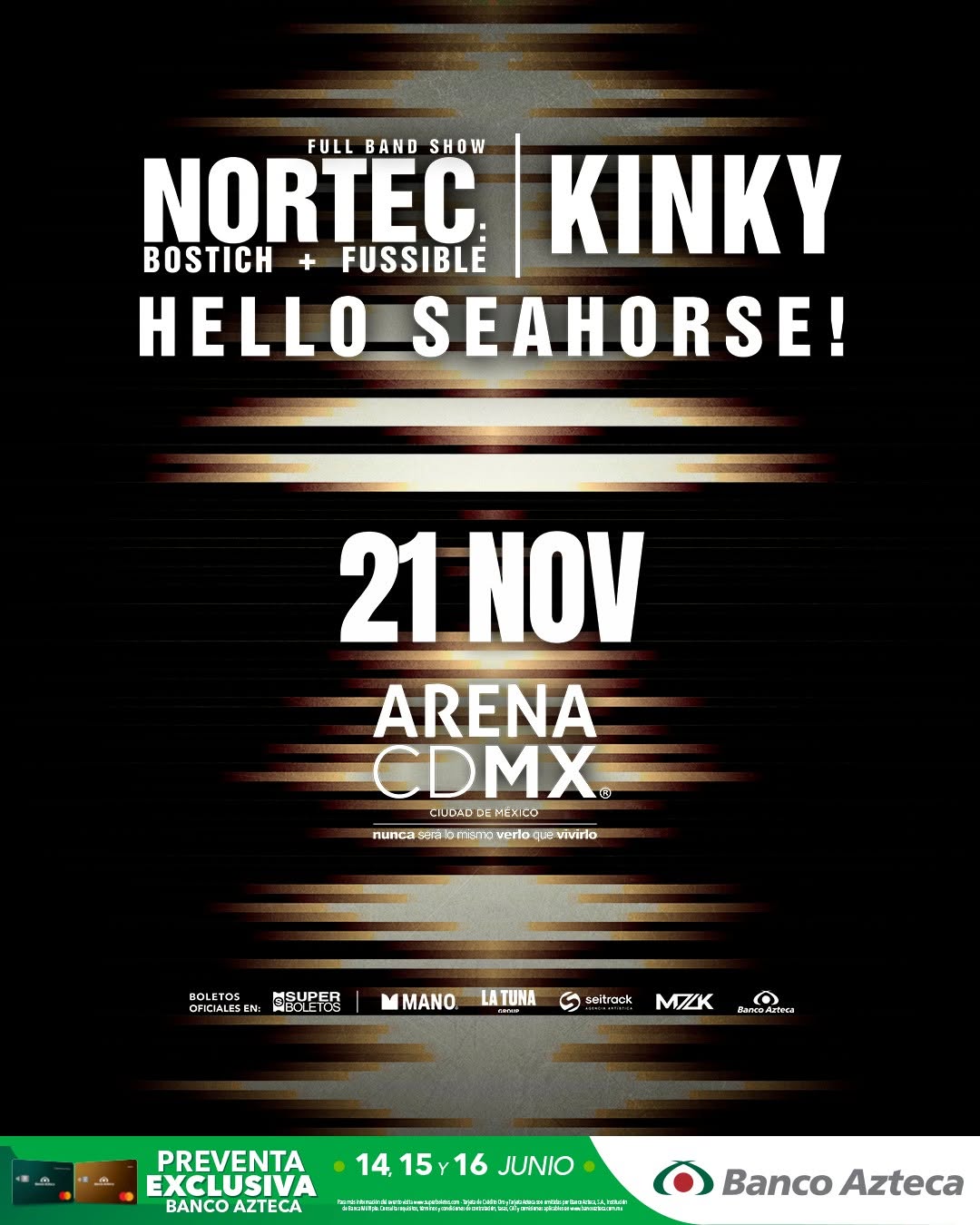 Kinky, Hello Seahorse! y Nortec: Bostich + Fussible en la Arena CDMX