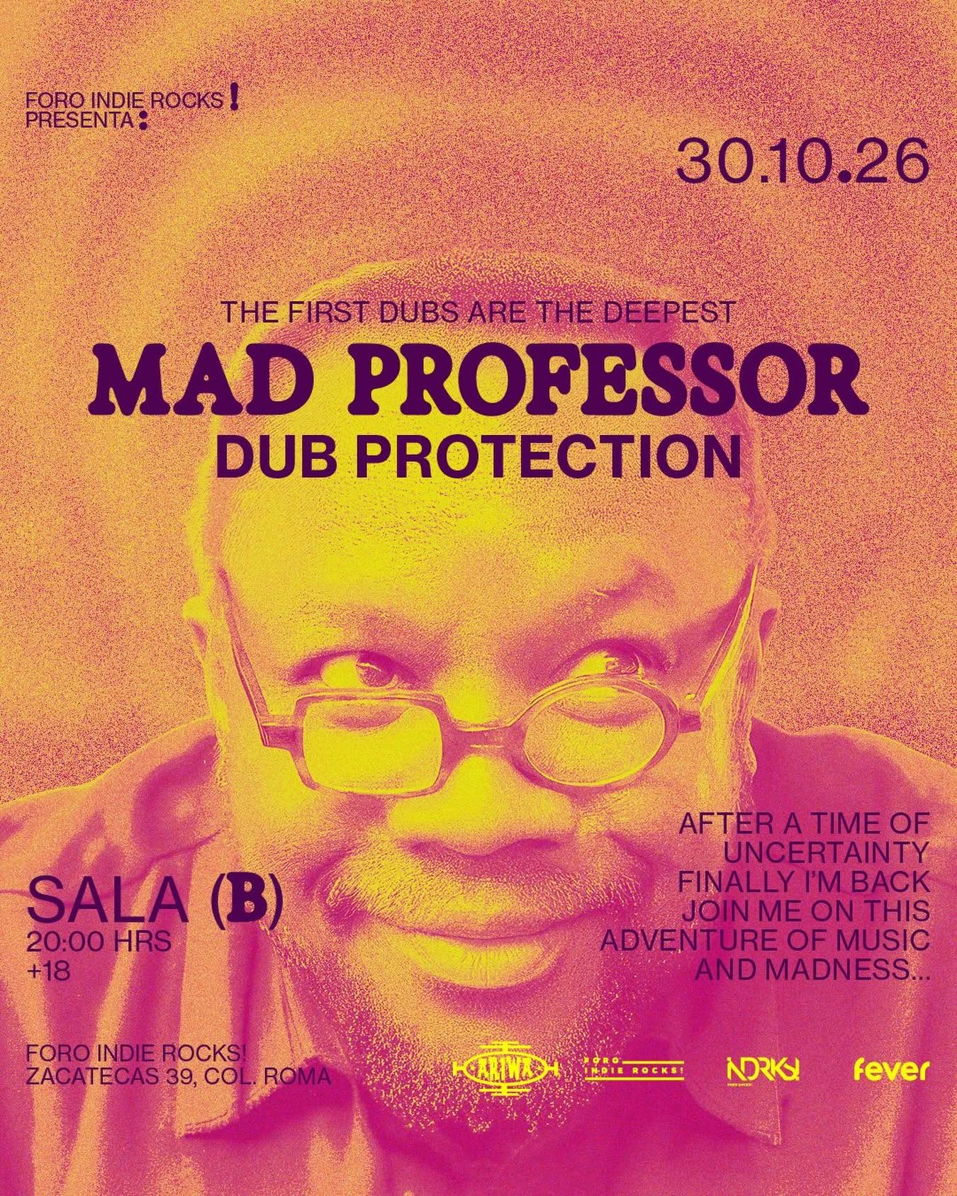 Mad Professor dará un show en el Foro Indie Rocks!