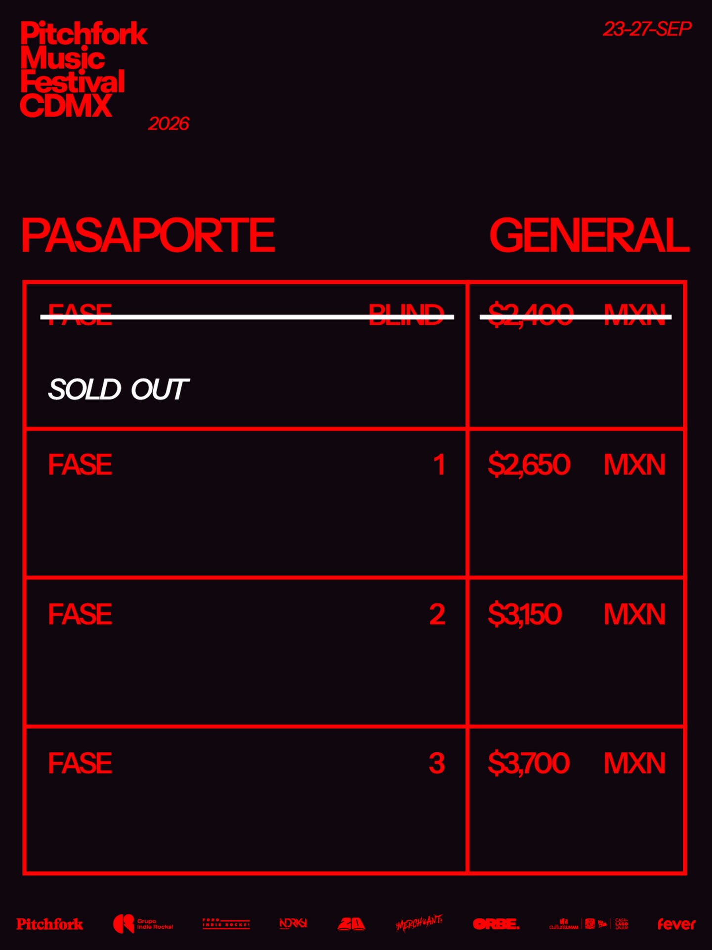 Pitchfork precios 2026 pasaporte 1