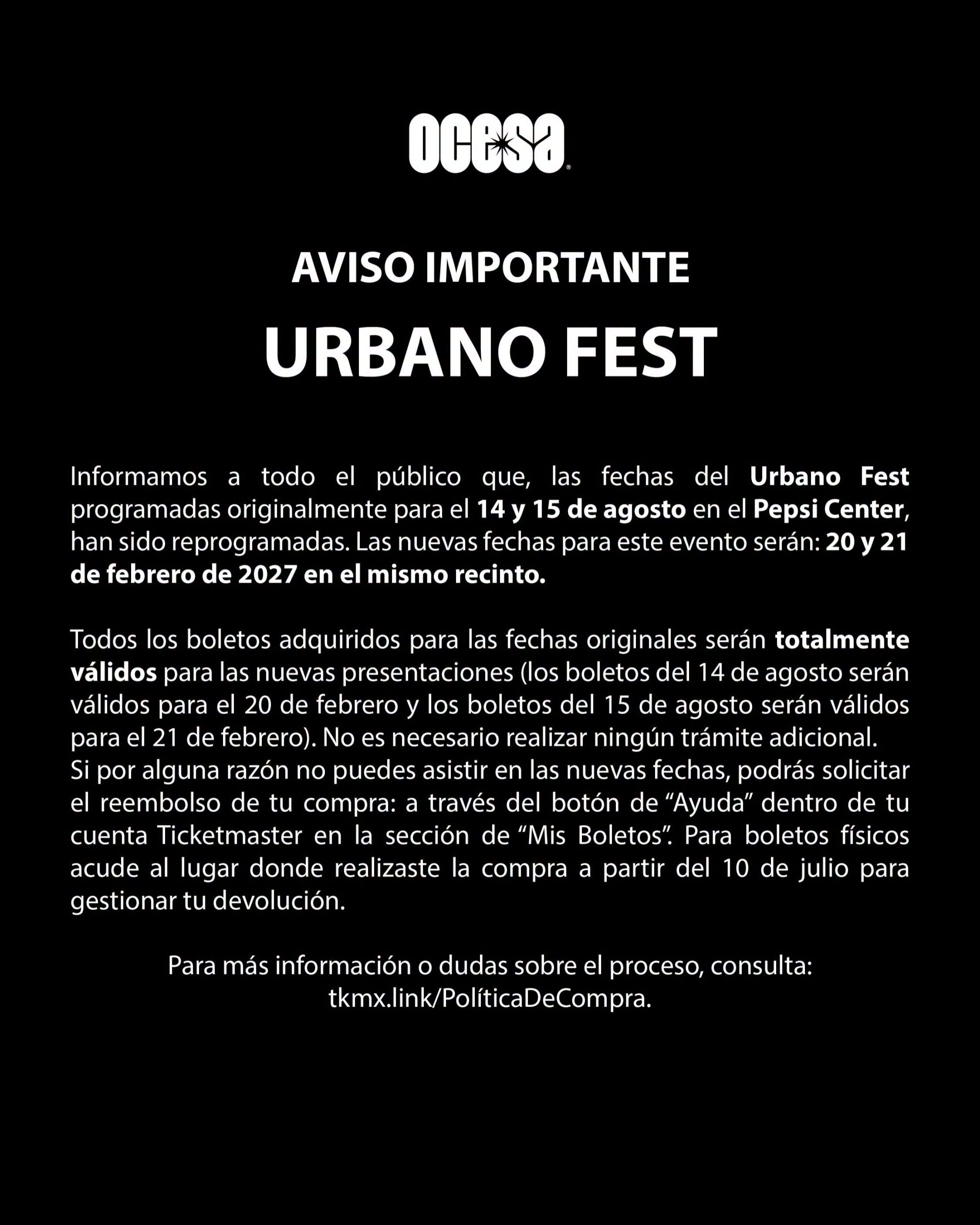 Urbano fest comunicado