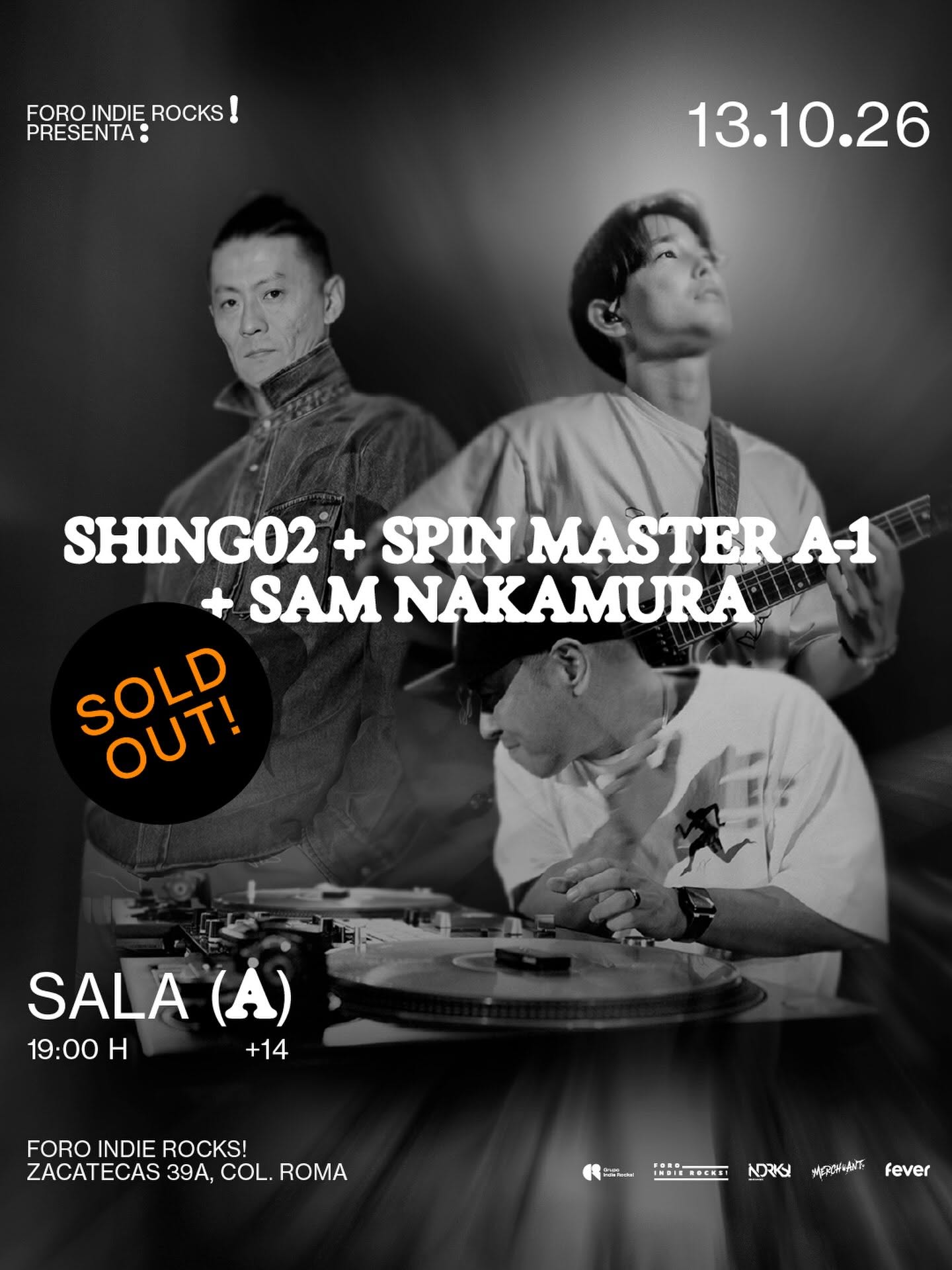 SOLD OUT: Shing02, SPIN MASTER A-1 y Sam Nakamura se presentarán en el Foro Indie Rocks!
