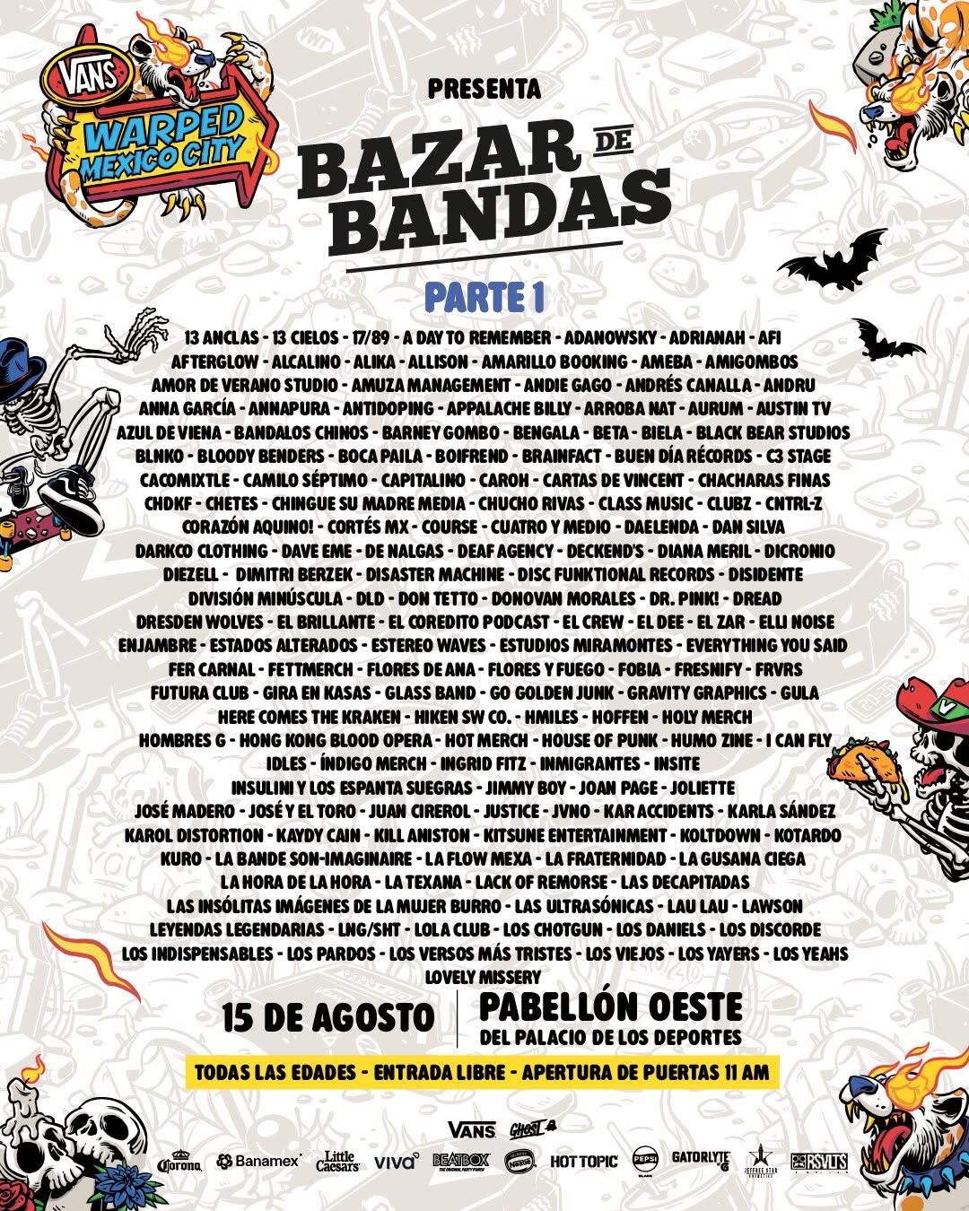 Bazar de Bandas, presentado por Vans Warped Tour México, revela lineup