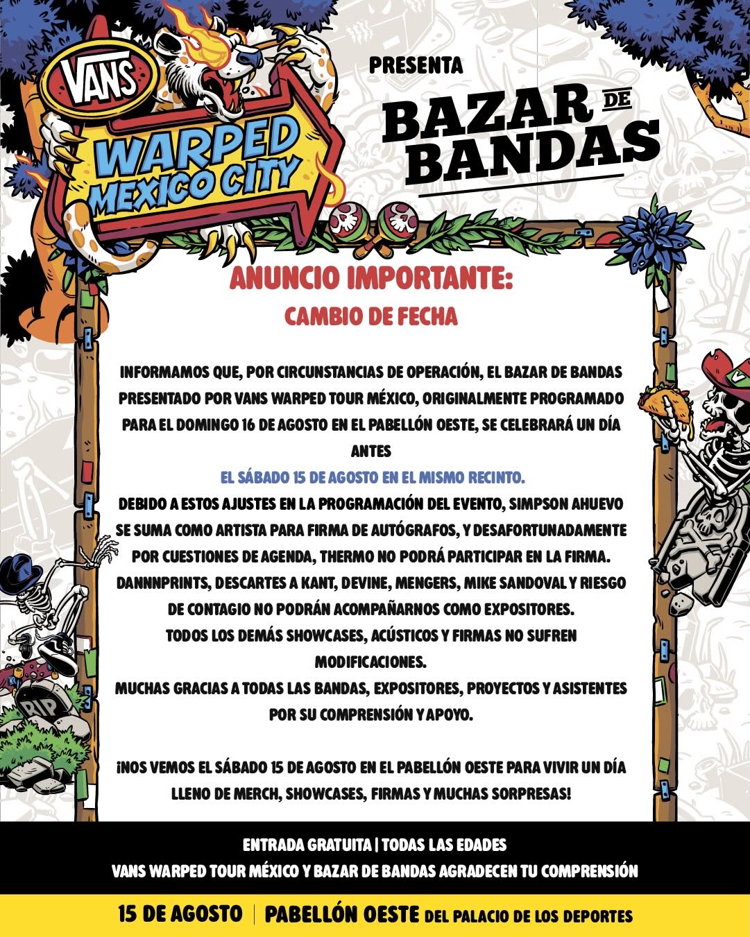 Bazar de bandas comunicado