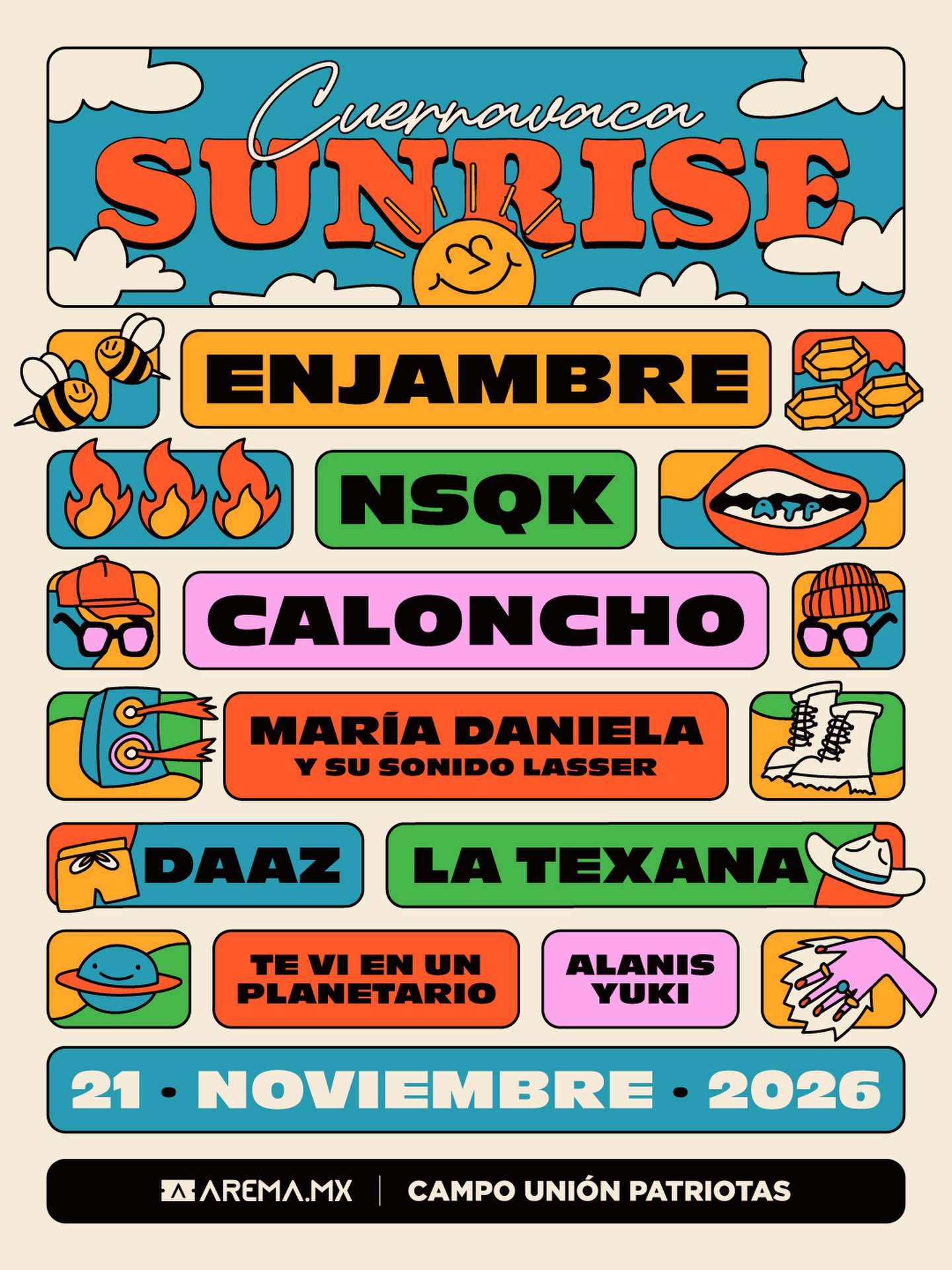 PRECIOS: Cuernavaca Sunrise 2026 anuncia lineup