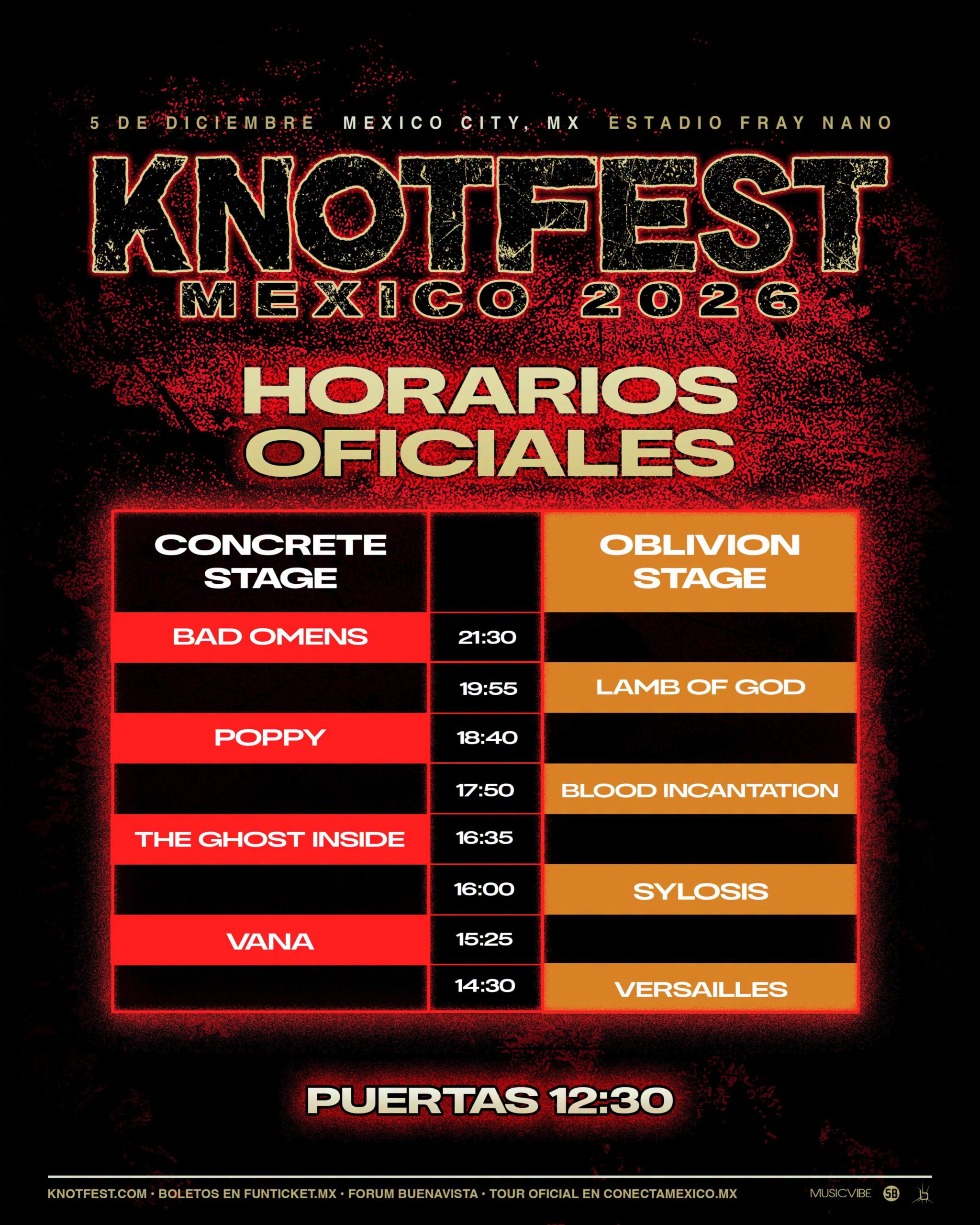 Knotfest 2026 horairos
