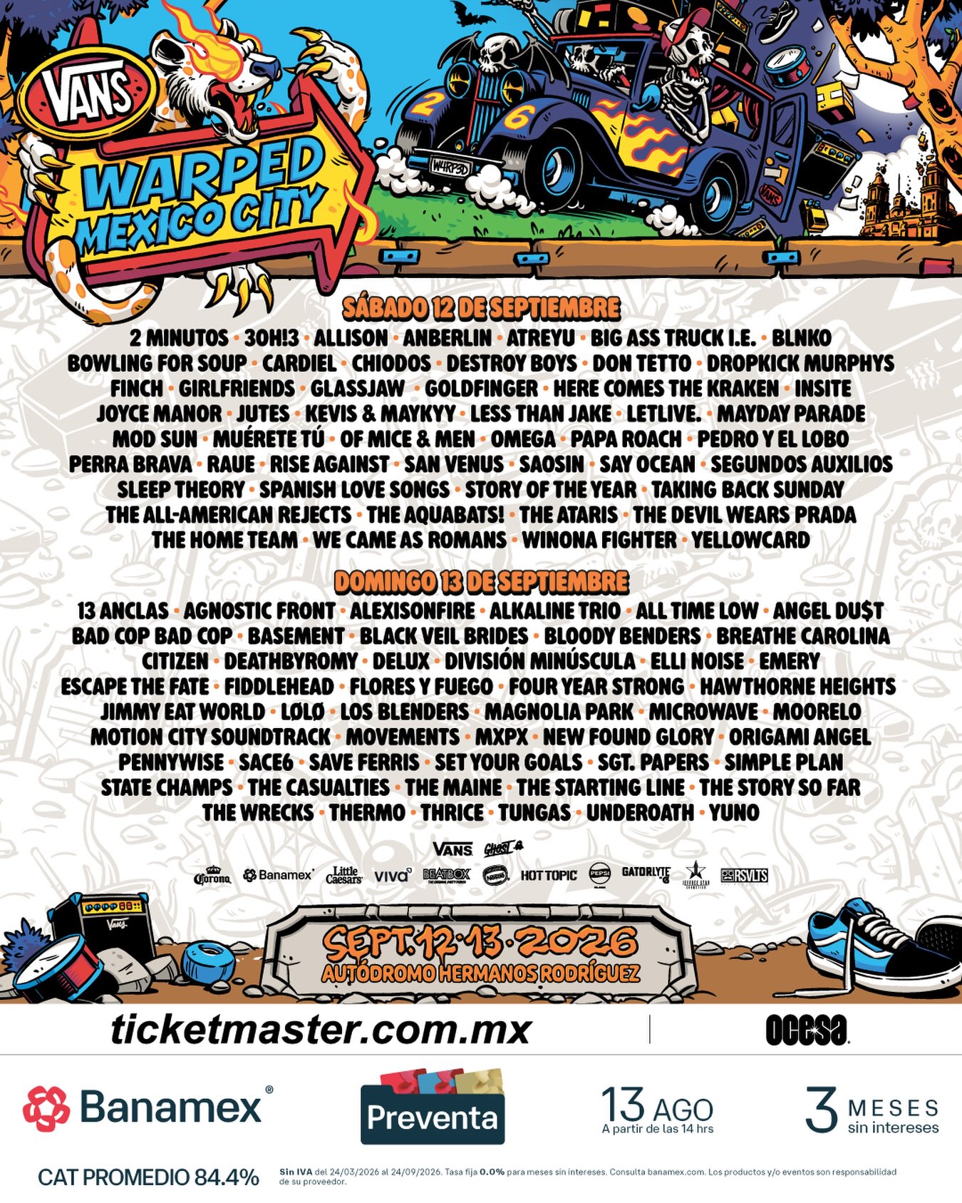 Vans Warped Tour México revela lineup por día