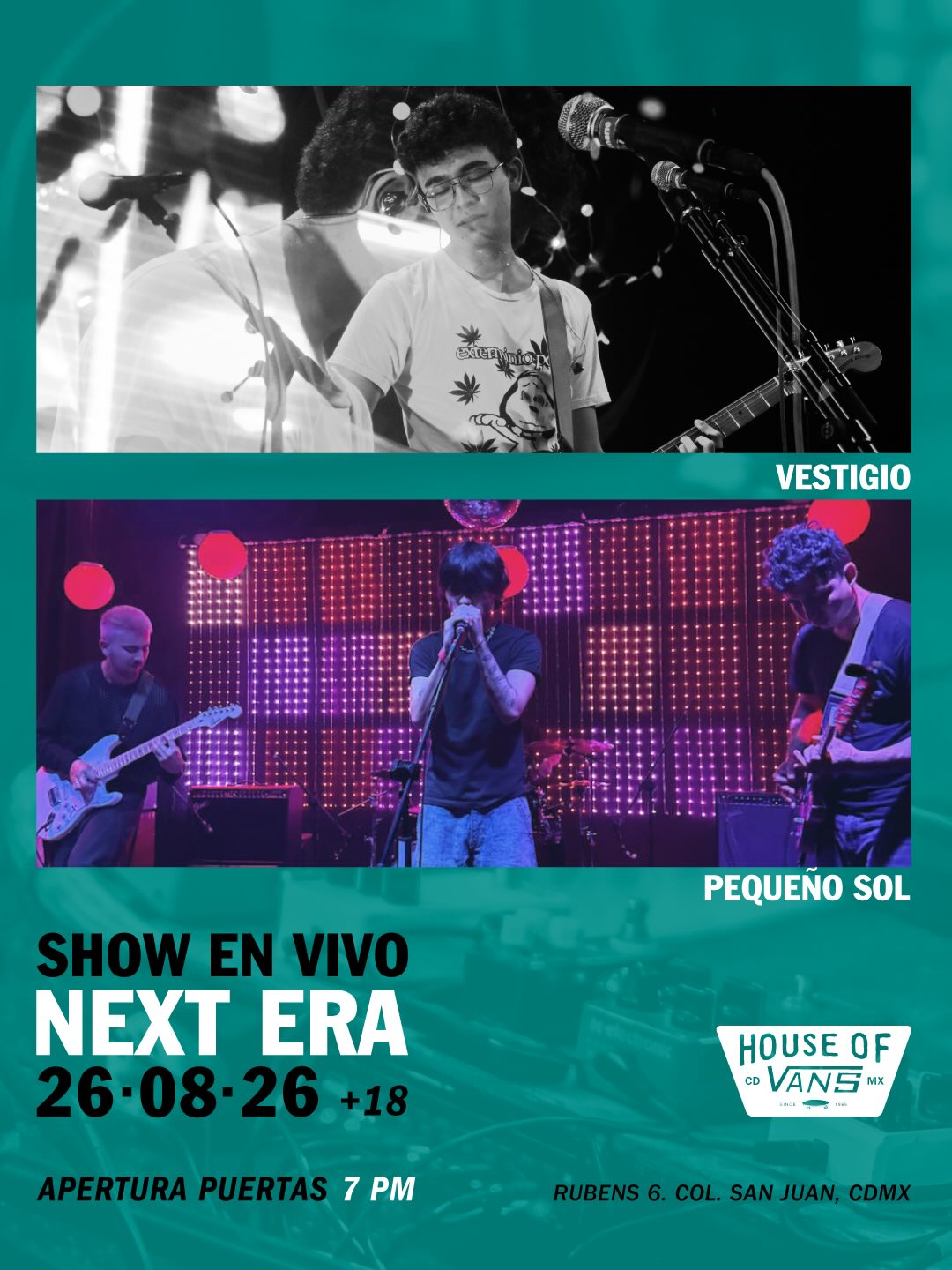 Vestigio + Pequeño Sol se presentarán en House of Vans