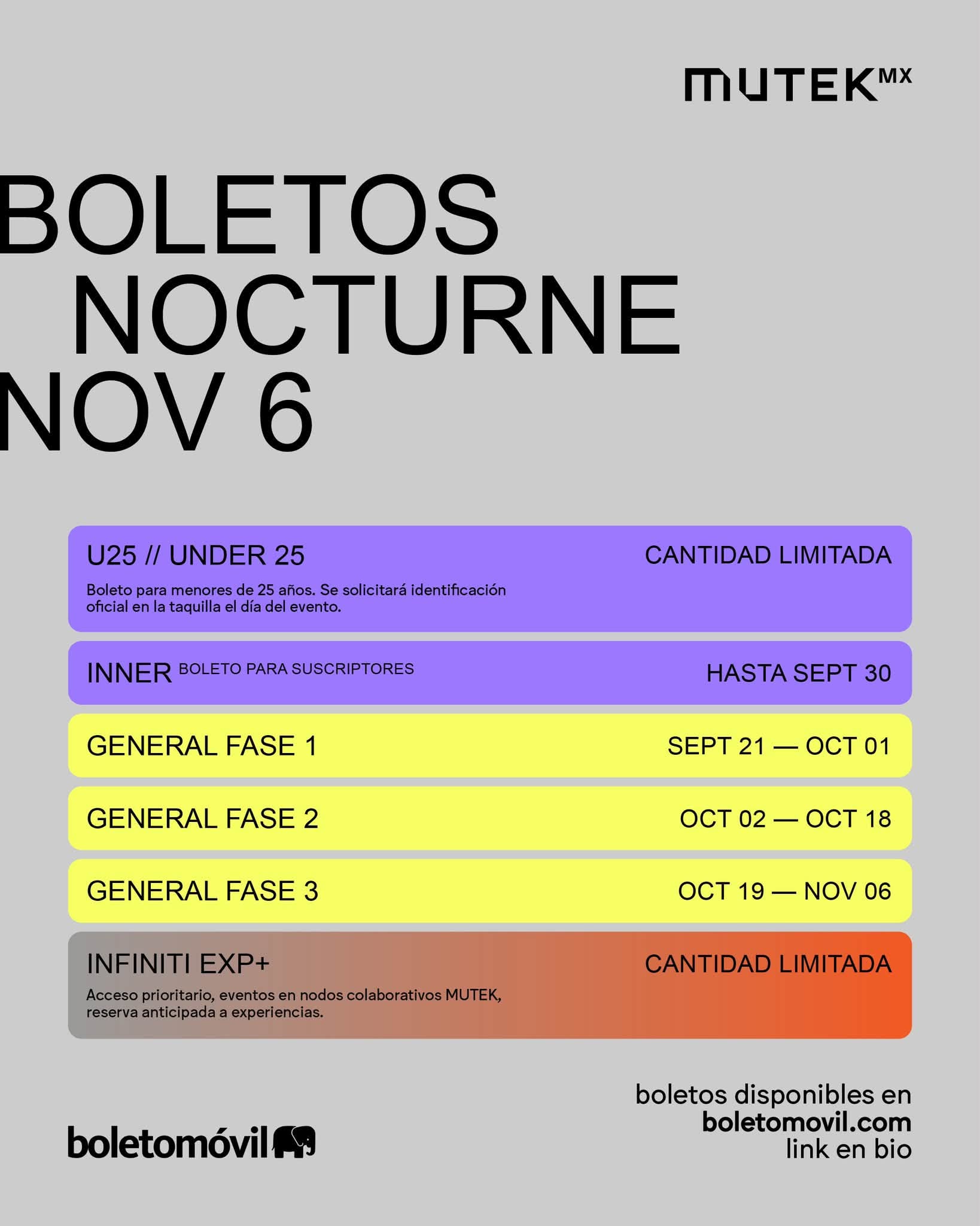 Mutek boletos nocturne 2026